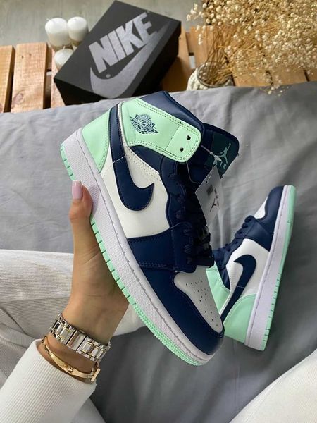 Air Jordan 1 Mid Mystic Mint G238-Синій-36 фото