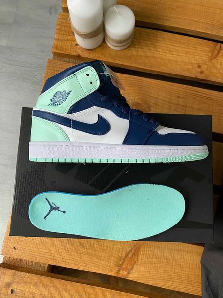 Air Jordan 1 Mid Mystic Mint G238-Синій-36 фото