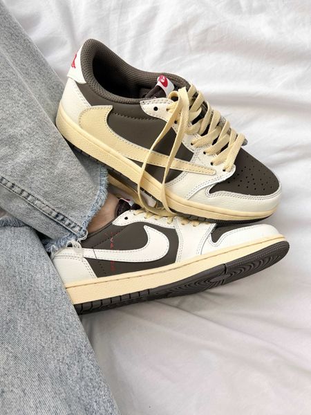 Travis Scott x Air Jordan 1 OG Low Reverse Mocha G303-Біло-коричневий-45 фото