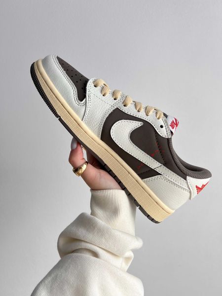 Travis Scott x Air Jordan 1 OG Low Reverse Mocha G303-Біло-коричневий-45 фото